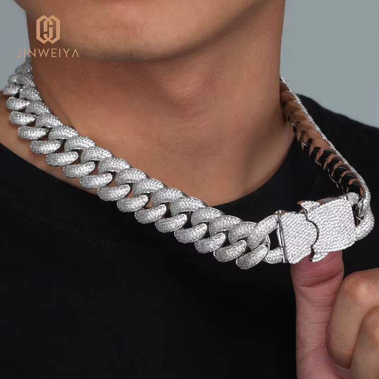 JWY 20mm Customized Trend Necklace Personalized Brass Necklace Jewelry Moissanite Iced Out Necklace Women