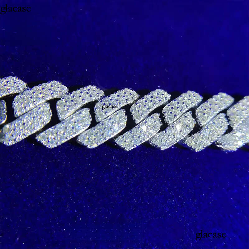 Wholesale 10-14mm Moissanite Fine Jewelry Custom Hip Hop VVS Cuban k Chain Sterg Sier Bracelets Bangles Men Women