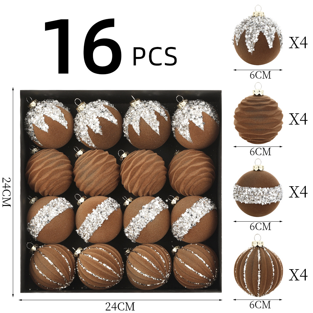 Flocking Holiday Ornament Kit for Christmas Trees with 16 Spherical Ornaments