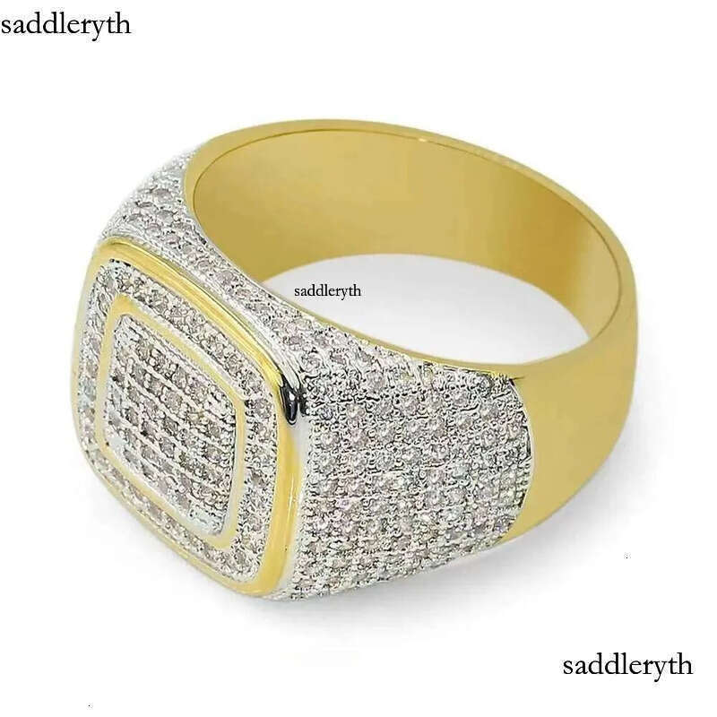 2024 Iced Out Jewelry Vvs Moissanite Men Hip Hop Real Gold Hiphop Gemstone Rings Zf Round m Champion Ring 78