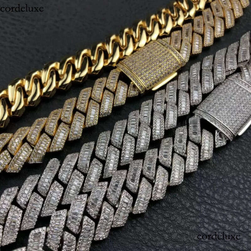 Best Quality Customized 20 Mm Cuban Link Moissanite Sterling Sier Yellow White Gold Dia Chain 66