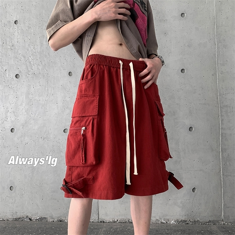 Men's Shorts Summer Men Techwear Short Joggers Streetwear Fashion Oversized Shorts Men Casual Solid Color Elastic Waist Cargo Shorts 230706