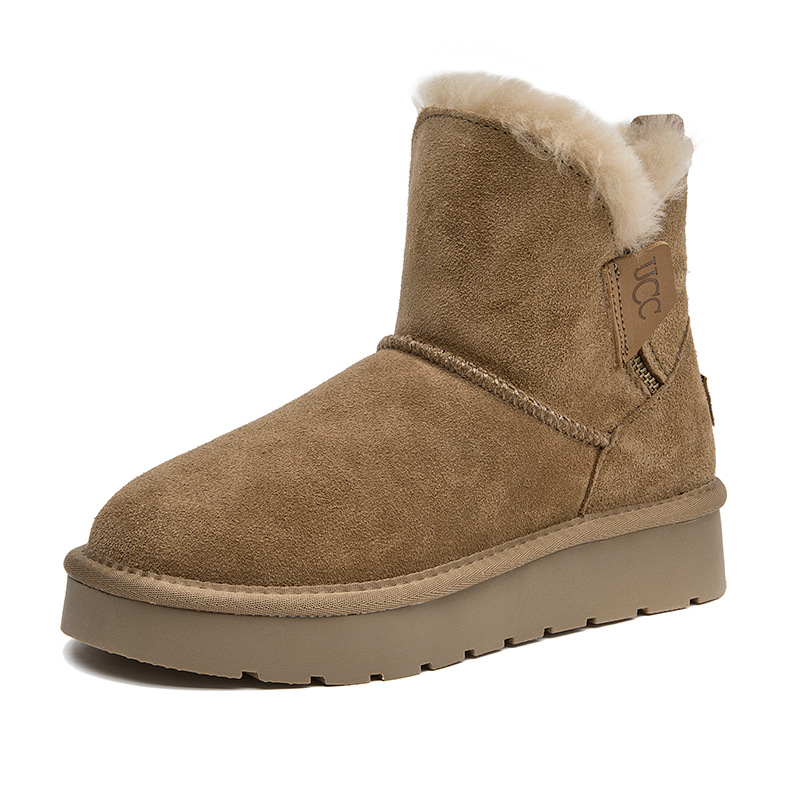 CE designer shoes Free shipping oxhide affordable luxury Winter anti slip snow boots with thick plush cotton shoes Pure yellow plain