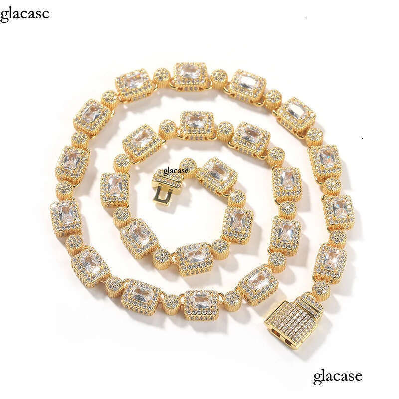 Hip Hop Tennis Chain Necklace Bracelet White Pink Zirocn Gold Plated Men Women Lover Couple Jewelry