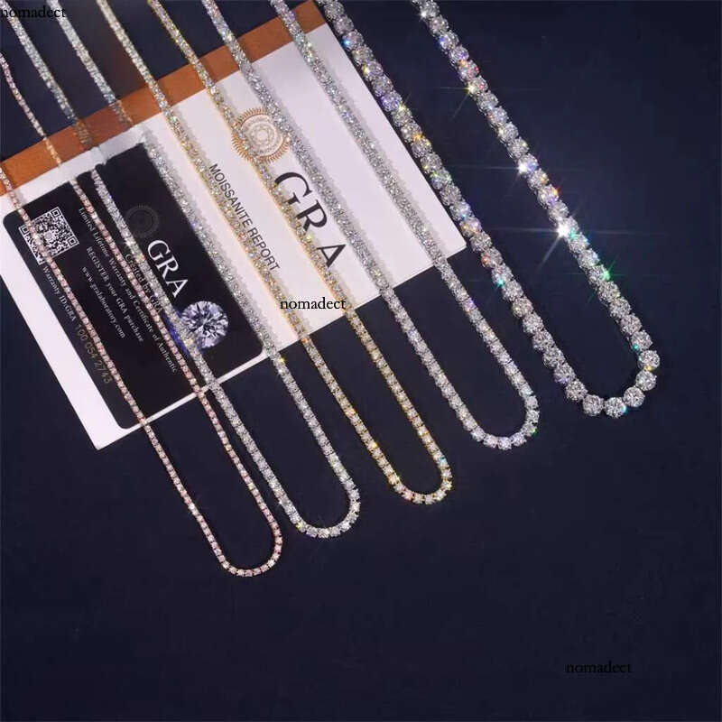 Bulk Stock Hip Hop Iced Out Jewelry Sterling Sier VVS1 2mm 3mm 4mm 5mm 6.5mm Moissanite Dia Cluster Tennis Bracelet 80
