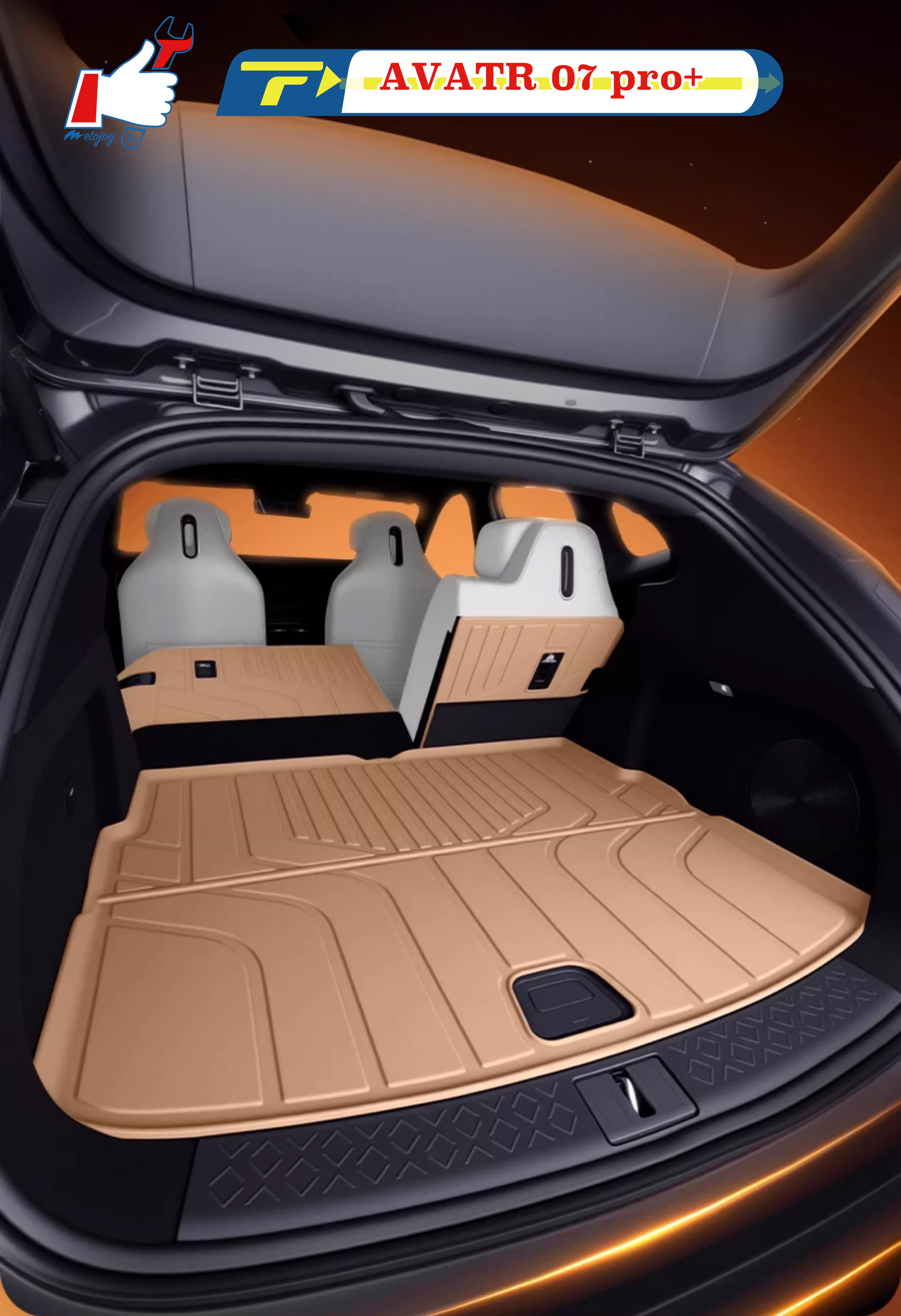 For AVATR 07 2024 Car Trunk Mat Custom Fit Cargo Mat 3D Shaped Trunk Liner TPE Trunk Protection Mat Chair-Back Protection Mat Rear Trunk Mat Easy Clea