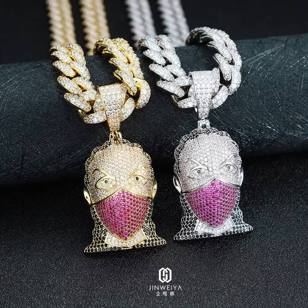 New Arrival 18K Gold Plated Link Chain Hip Hop Style Diamond Moissanite Iced out Pendant Necklace for Anniversary Occasions