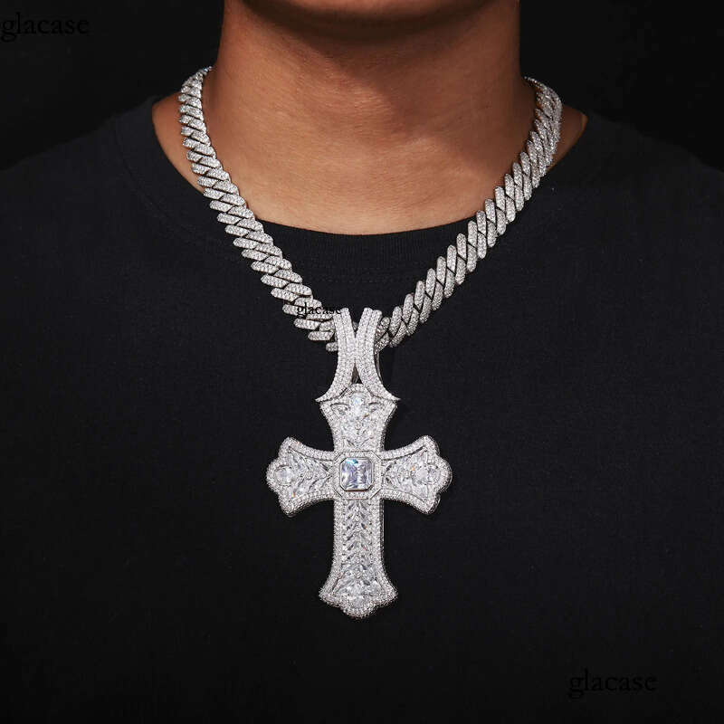 TopBling Hip Hop Full 5A T Zircons Large Cross Pendant Necklace Mens Religious Jewelry