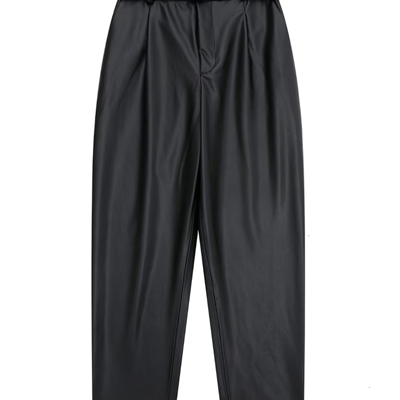 Women's Pants Capris Wixra Women PU Straight Pants With Belt Solid Autumn Winter Thick Warm Faux Leather High Waist Eengland Style Vintage Pants 