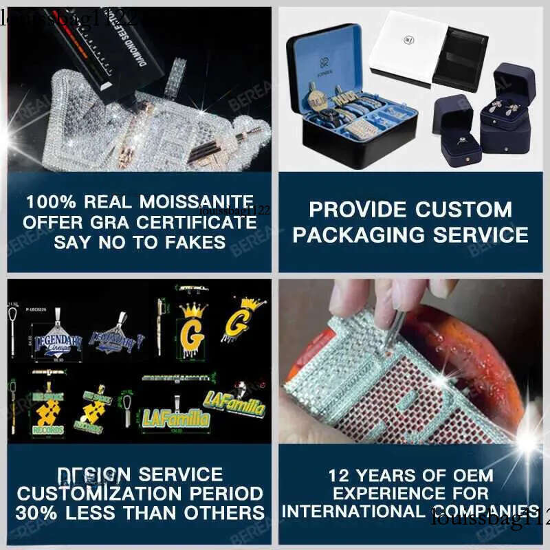 Designer Moissanite Dia Necklace for Mens Cuban Chain Pendant Custom 4 Inches Iced Out 3d Sier Initial Vvs k Hip Hop Jewelry Men Gift Fashion Olc0