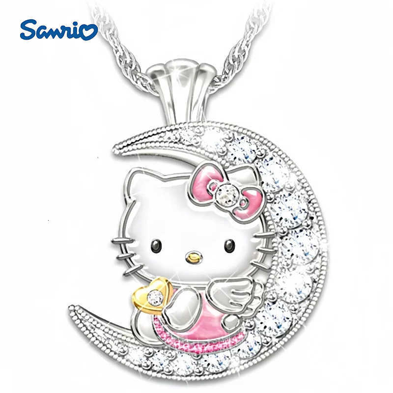 Sanrio New Kawai Hello Kitty Jewelry Childrens Pendant Necklace Female Moon Cute Animal Accessories Cartoon Xiao Mao Jewelry L250925