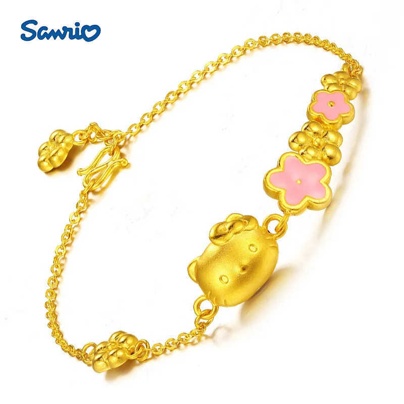 Sanrio Kawaii Sanrio Hello Kitty Bracelet Anime Goldplated Jewelry Girl Fashion Jewelry Holiday Gift L250925