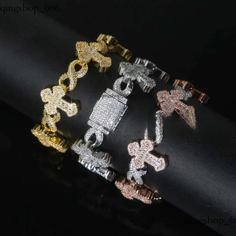 Jewelry Hip Hop Gold Plated VVS Moissanite new cross 8-character dia fashiontide wholesale men's bracelet