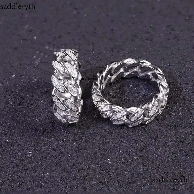 RTS Hiphop Dia Sterling Sier Gold Plated VVS Moissanite Ring Fine Jewelry Rings for Men Women
