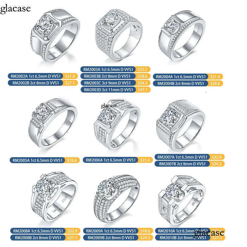 Hip Hop Jewelry Wedding Engagement Gift Sterg Sier Paved VVS Moissanite Iced Out Dia Band Ring For Men