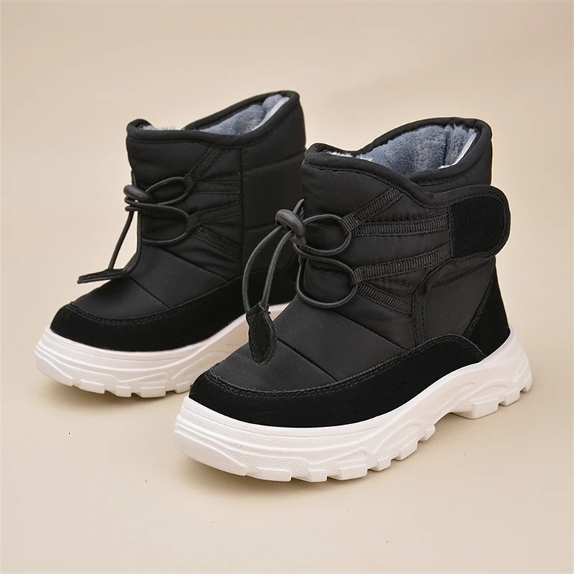High Quality Rubber Sole Anti-slip Kids Outdoor Winter Waterproof Warm Boots Plush Shoes EW8273 241106