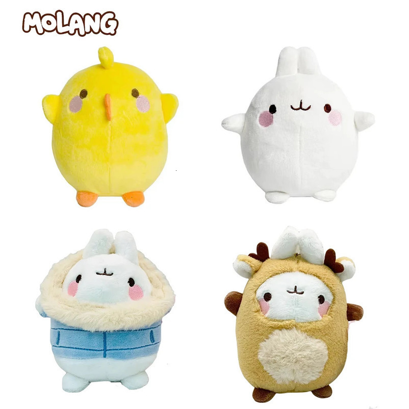 Genuine 11-14cm MOLANG Piu Plush Toy Pendant Cartoon Animal Rabbit Chick Cute Keychain Stuffed Doll for Child Christmas Gift 250528