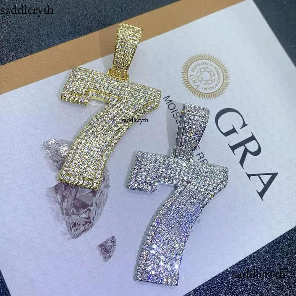 DIY Letter Initial Number Sterling Sier Custom Jewelry Iced Out Rappers Hip Hop Moissanite Pendant - view 4