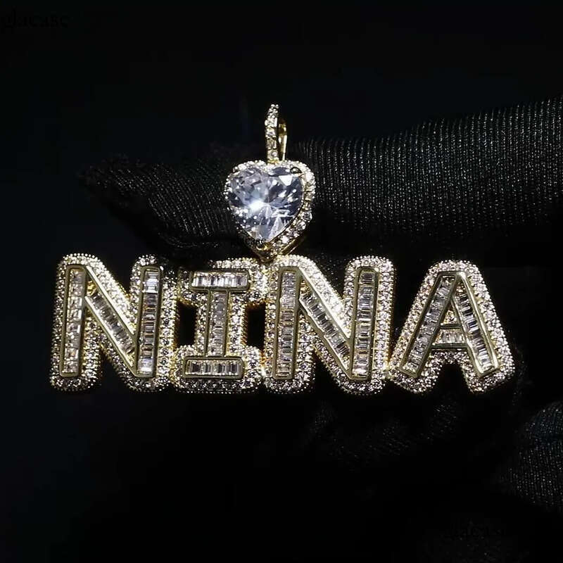 DIY Custom A-Z Name Letters Pendant Necklace 5A T Zircon Women Men Jewelry Gift