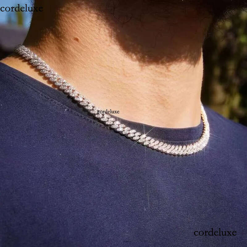 Bling Hip Hop 6mm 10mm Single Row Sier Pass Dia Tester Moissanite Necklace Cuban Link Chain d8