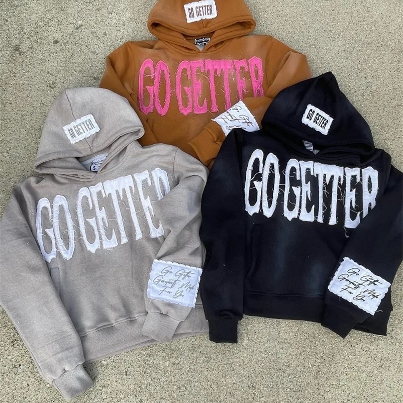 American Fashion Letter Patch Sweater Hoodies Women Y2K Harajuku Vintage Hip Hop Casual Joker Sports Hooded Sweater Couple 240809