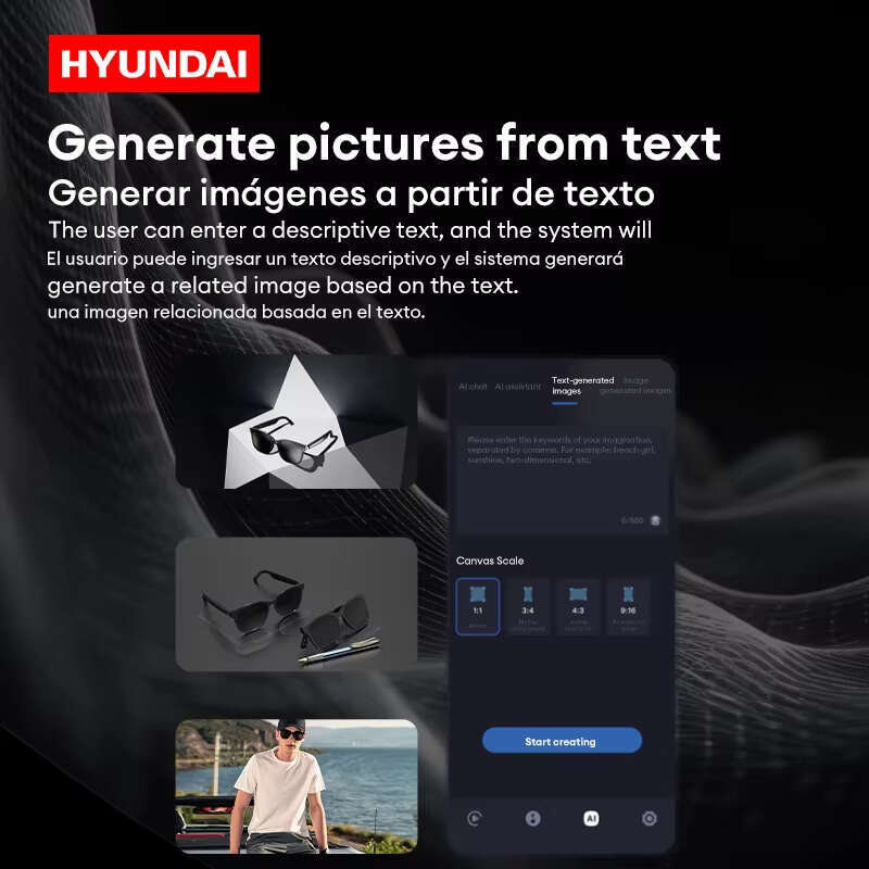 DHgargets HYUNDAI HY-C8 AI Translation Smart Glasses - Bluetooth Sunglasses with Built-in TWS Earphones for Music, Calls & Real-Time Translation