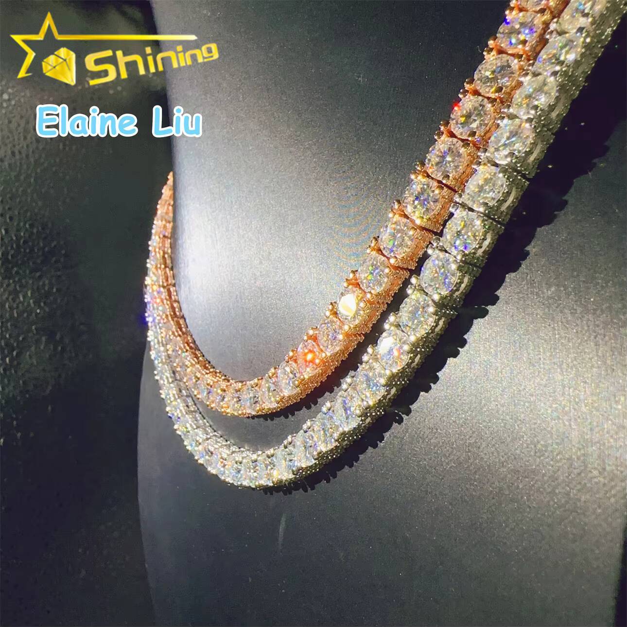 Hip Hop Jewelry Customized Trend Vvs Diamond Tennis Bracelet Silver 925 Vvs Moissanite Iced Out Moissanite Diamond Tennis Chain Necklace