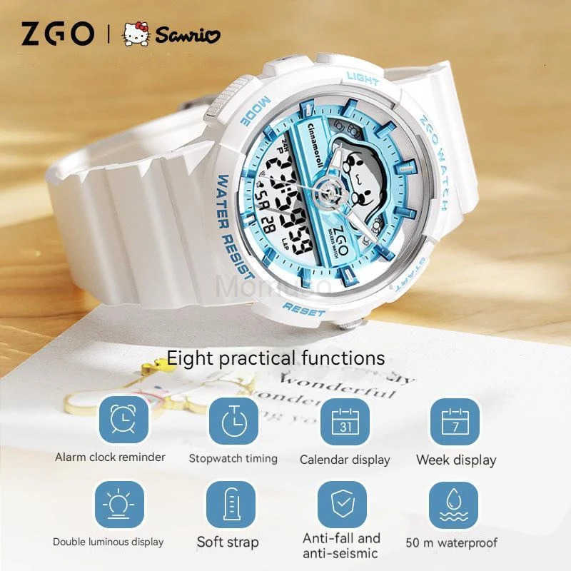 Sanrio Hello Kitty Watch Cinnamoroll Luminous Waterproof Alarm Clock Sports Women Girls Electronic Watches Kids Birthday Gifts L250925