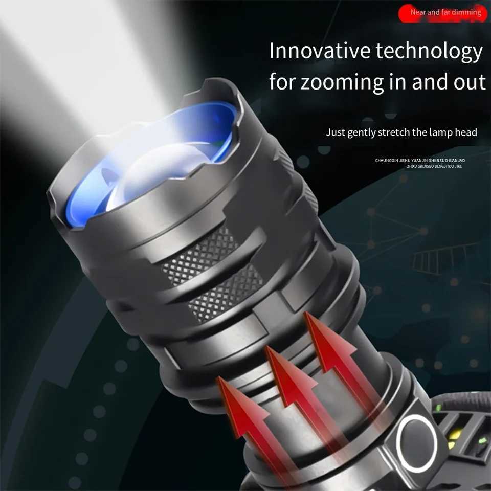 Outdoor Night Light Portable Waterproof Longrange Strong Light Zoom Typec Rechargeable Headlamp Fishing Hiking Lighting Parts J250925