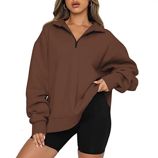 Winter Women's New Fleece Lined Loose Solid Color Pocketless Sweatshirt