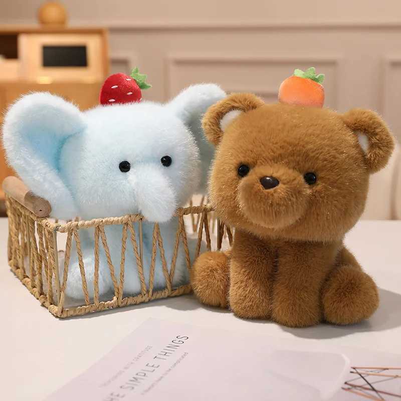 20cm Kawaii Fruits on the top of the head Plush Toys Dog Bear Teddy Bear Elephant Stuffed Animal Room Decor Kid Birthday Gift C250925