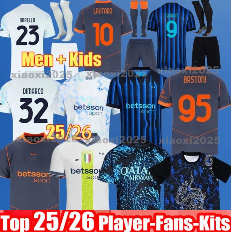 25 26 maglia inters millan LAUTARO THURAM ROSSI BARELLA Final Soccer Jerseys BASTONI PAVARD DIMARCO FRATTESI 2025 Football Shirt Mens kids kit uniform