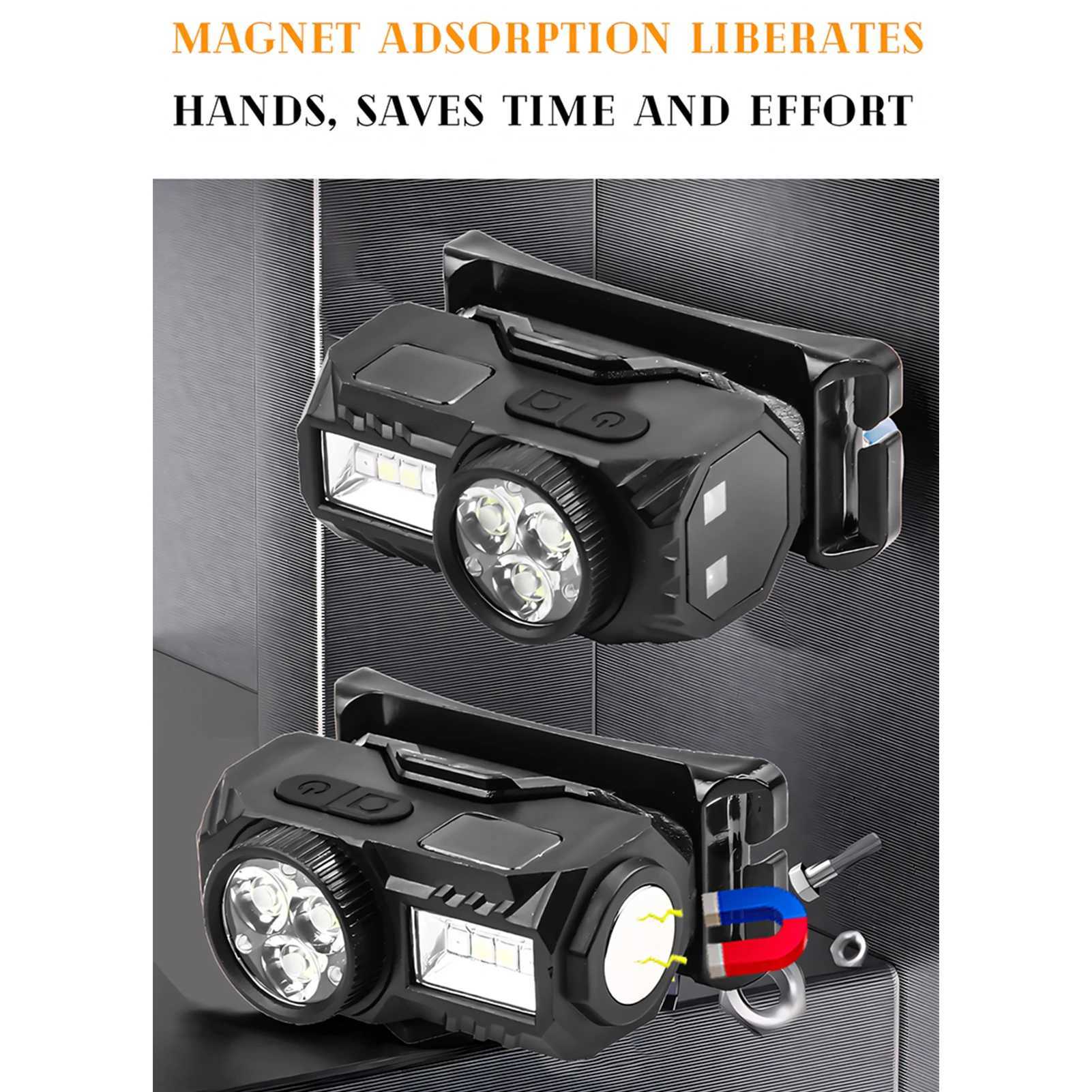 Headlamp Rechargeable LED Motion Sensor Running Digital Display Screen Rainproof for Outdoor Camping Fishing Headband Light J250925