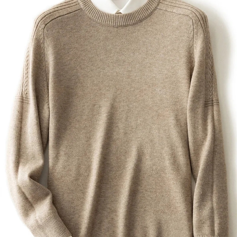 Saddle Shoulder round Neck Sweater Mens Autumn and Winter Knitted Pullover Business Casual Top High-End Woolen Sweater 240809