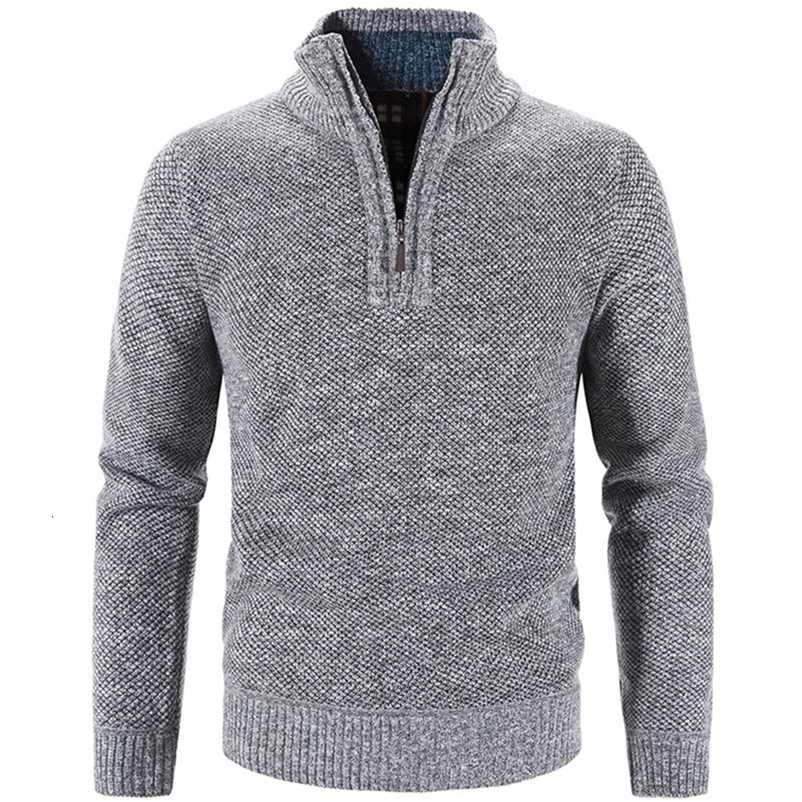 Men's Sweaters Winter Fleece Thicker Sweater Half Zipper Turtleneck Warm Pullover Quality Male Slim Knitted Wool for Spring 221121