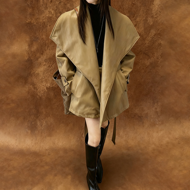 Street Leather Coat Womens Set Y2k Asymmetric Sleeveless O-Neck Cape Town Ultra Thin Zipper Jacket Autumn/Winter Womens Wear 241128