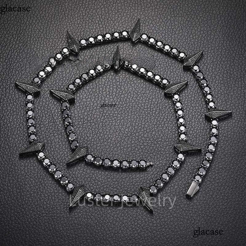 Luster Fine Sterling Sier 5mm Synthetic Dias Chain Wakanda Panther Style Round Black Moissanite Necklace