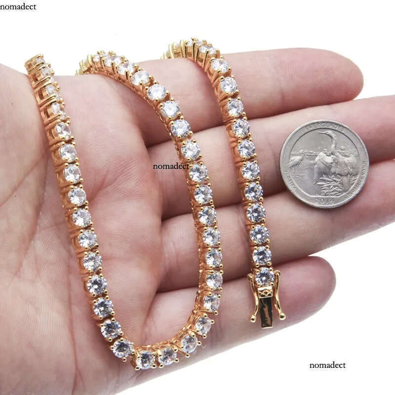 Hip Hop Tennis Chain Necklace Jewelry High Quality Mens Gold Sier Iced Out Chains Necklaces 7d