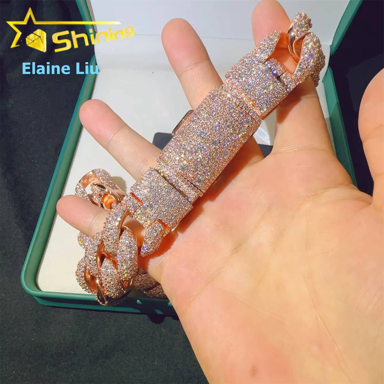 23mm Iced Out VVS Moissanite Diamond Sterling Silver 925 Hip Hop Jewelry Miami Cuban Link Chain Necklace