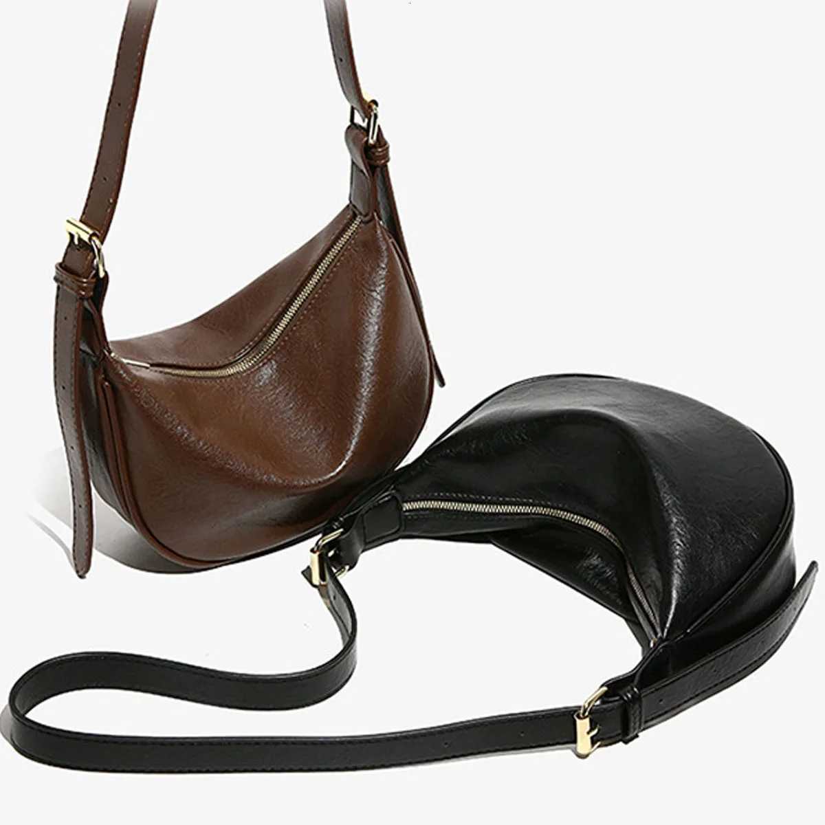 Shoulder Bag for Women Crossbody Bag Womens Lightweight Hobo Bag Vintage Leather Crescent Bag Solid Color PU Leather Dumpling Z250918