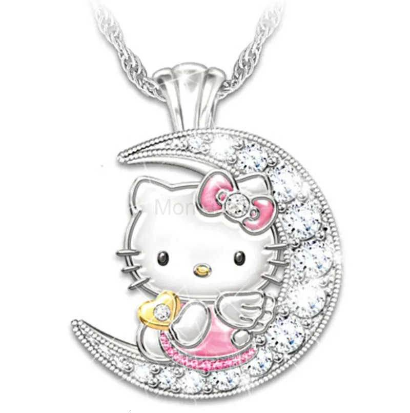 Sanrio New Kawai Hello Kitty Jewelry Childrens Pendant Necklace Female Moon Cute Animal Accessories Cartoon Xiao Mao Jewelry L250925