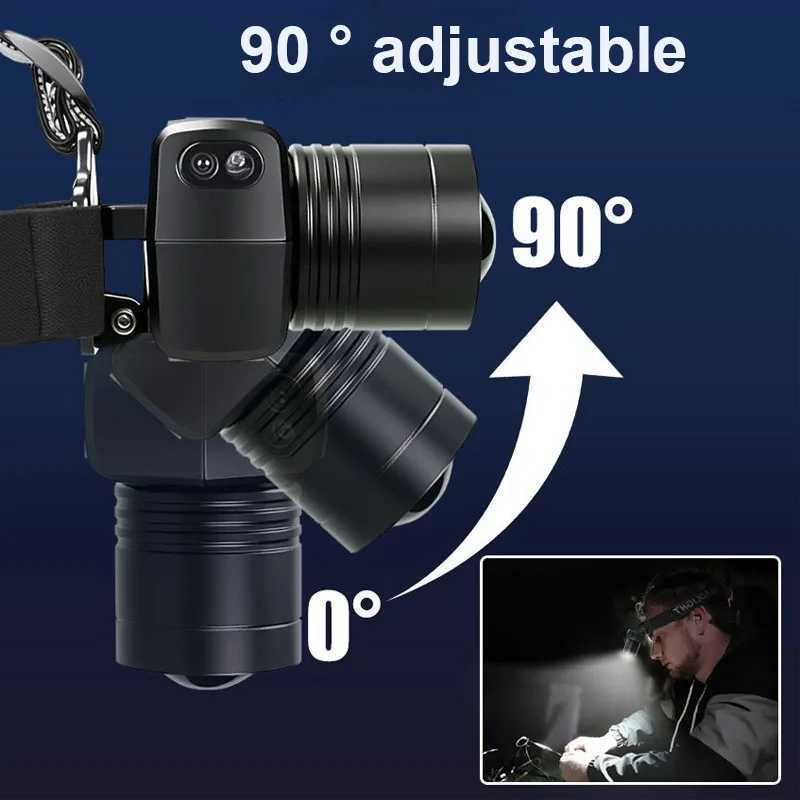 2pcs Rechargeable Headlamp Super Bright LED HeadMounted Light with Motion Sensor Builtin 800mah Lithium Battery for Camping J250925