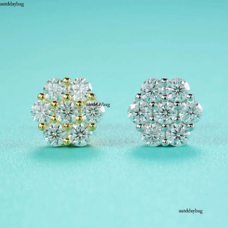 Wholesale Lab Dia Screw Back Sterg Sier wer D vvs Moissanite Iced Out Cluster Stud Earrings For Women 25