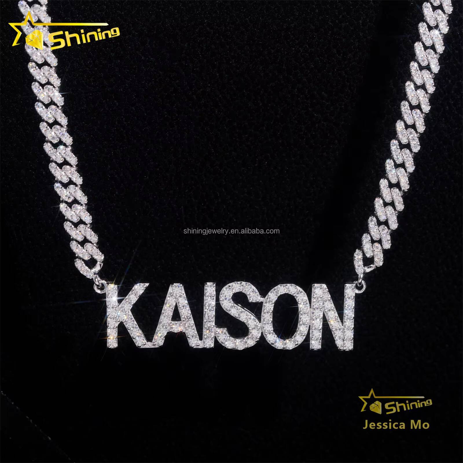 Personalized Elegant Women Gift Luxury Jewelry Iced Out Moissanite Diamond S925 Silver Name Initial Letter Pendant Necklace