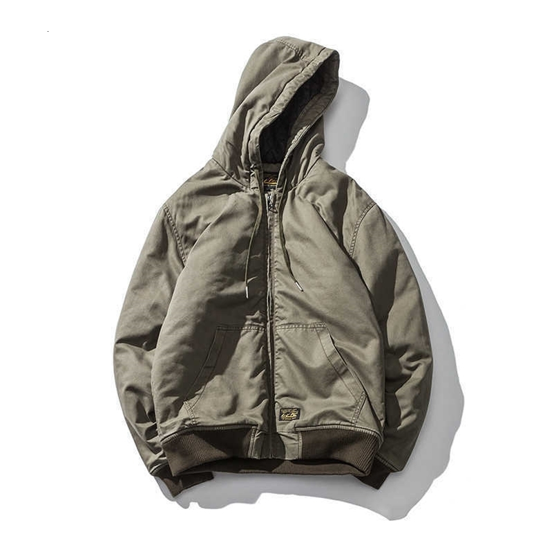 Wholesale Winter Men Parkas Fashion Hooded Collar Thick Warm Windbreaker Men Jacket Coats Cotton Japanese Style Army Green 210603
