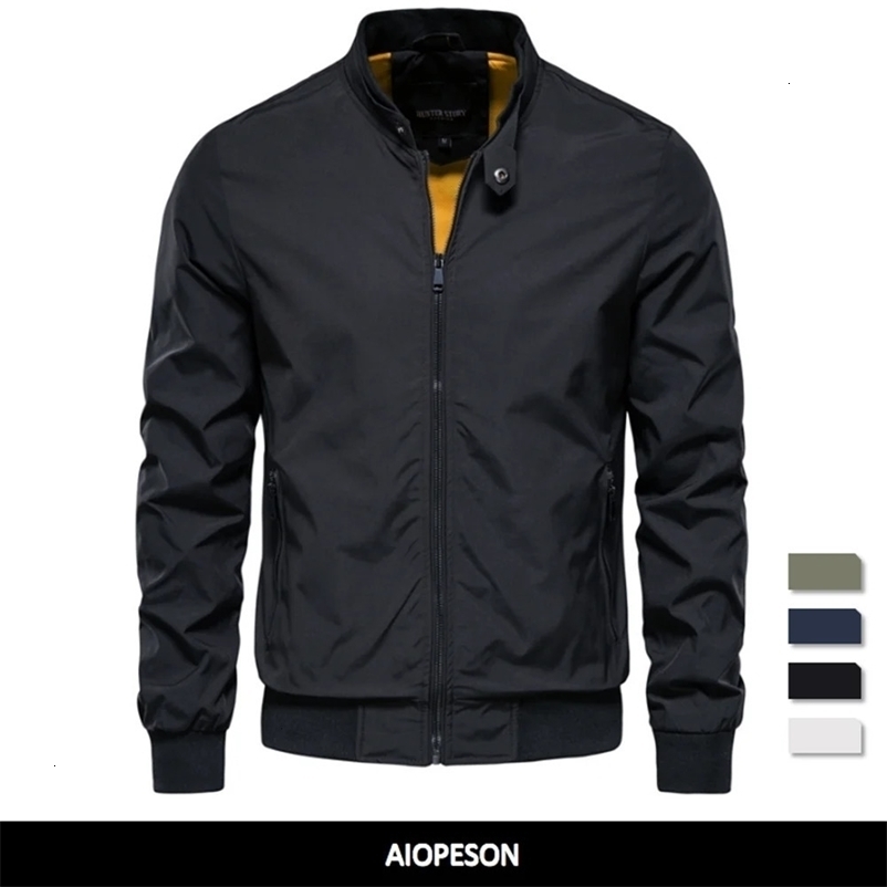 Men's Jackets AIOPESON Solid Color Baseball Jacket Men Casual Stand Collar Bomber Mens Jackets Autumn High Quality Slim Fit Jackets for Men 23121