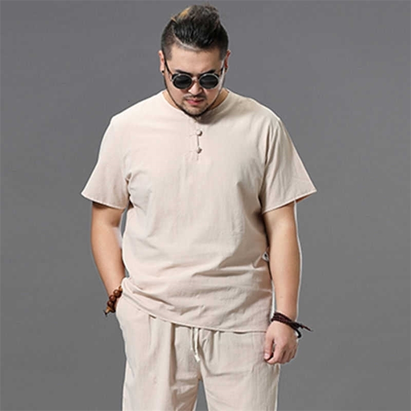 Large Size Clothes Store Costume Linen Crop Top Male 9XL 100% Cotton White T Shirt Tshirt Men Plus Size Short Sleeve T Short Men 210623