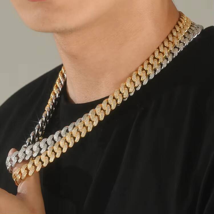 High Quality 925 Silver Moissanite Cuban Chain 12mm Iced Out Hip Hop Jewelry for Men Gift Idea with GRA Certificate