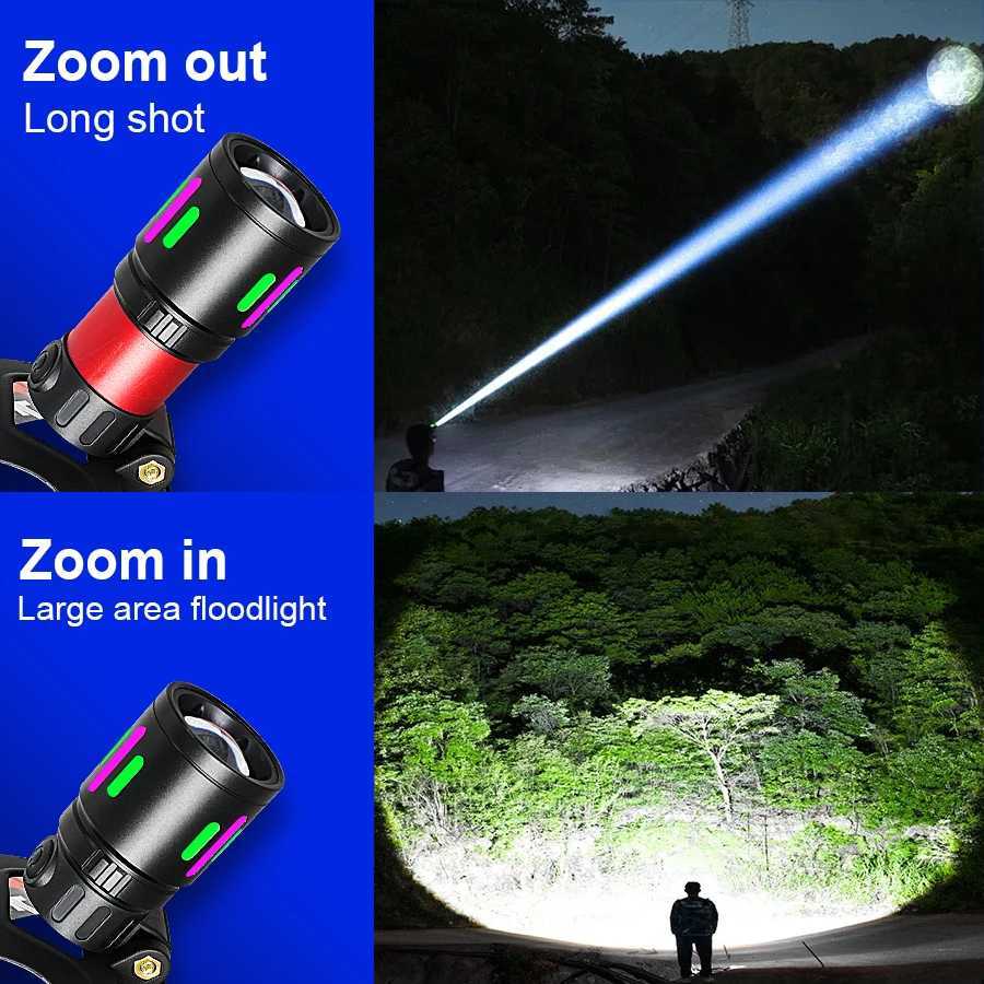 100000LM High Power LED Headlamp Alloy 5200mAh Work 12 Hours Headlight Rechargeable Head Lantern Work Fishing Front LED Head J250925