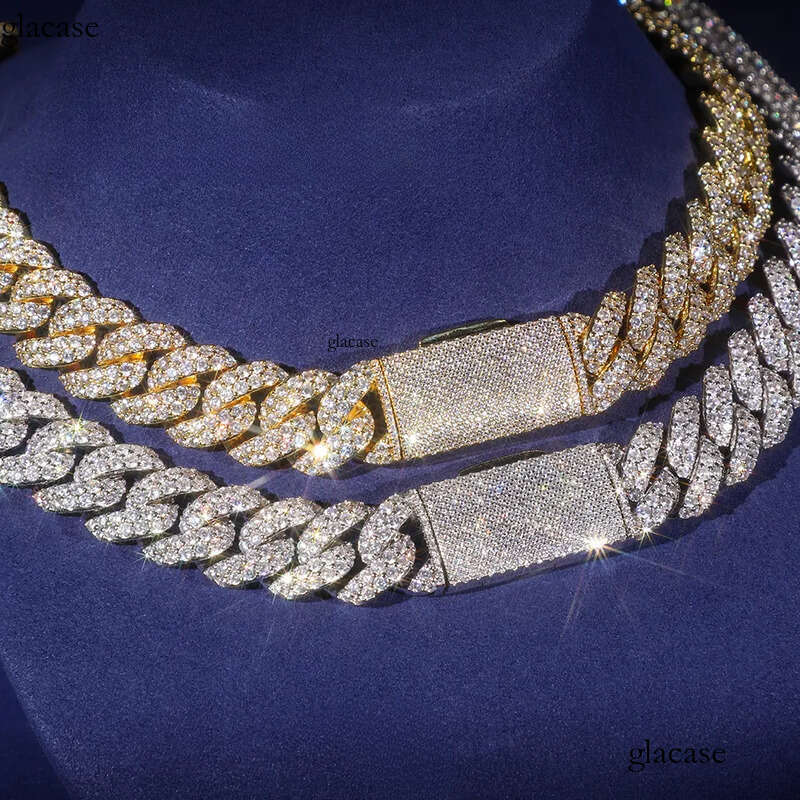 Fine Jewelry Hip Hop Iced Out Vvs Moissanite Miami Cuban Link Chain Necklace for Men